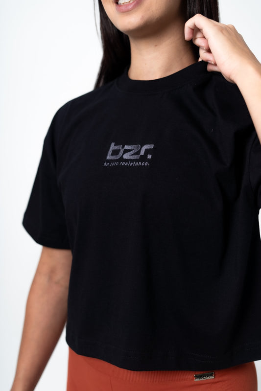 Cropped Bordada Preto