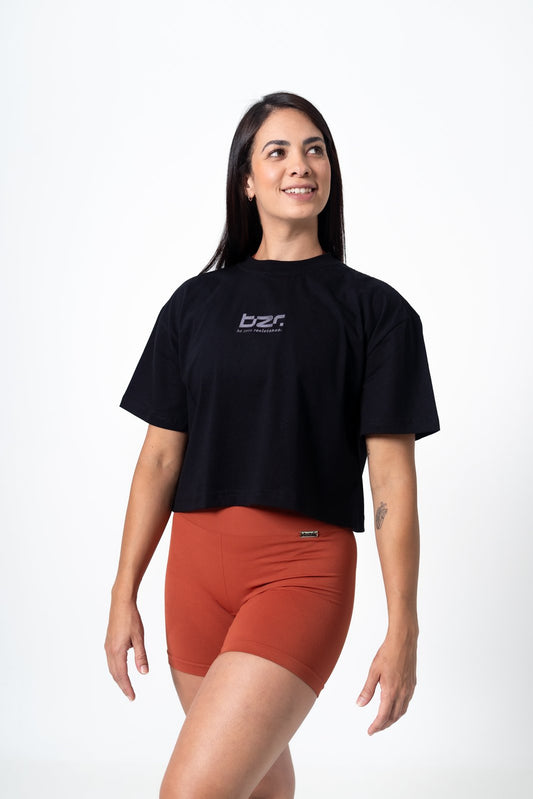 Cropped Bordada Preto